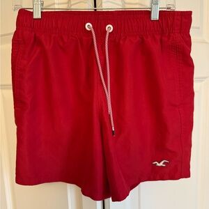 Hollister Red Swim Trunks with White Drawstring